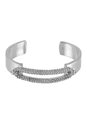 Silver and Crystal Link Cuff