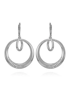 Silver Tone Circle Drop Earrings