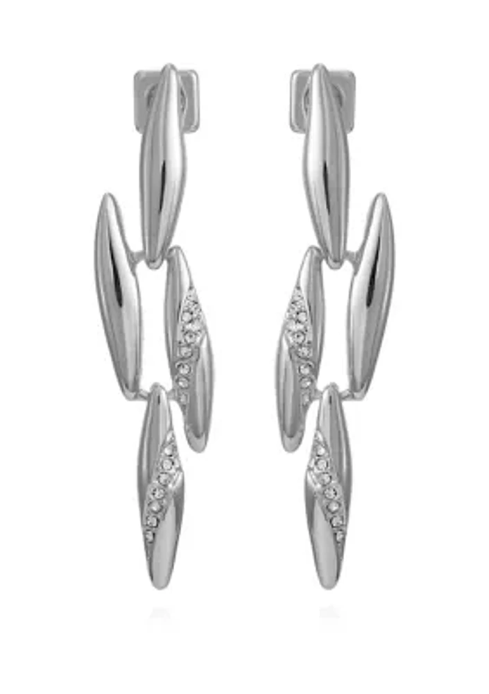 Silver Tone Crystal Chandelier Earrings