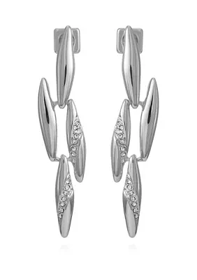 Silver Tone Crystal Chandelier Earrings