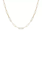 14K Gold Plated Link Chain and Crystal Link Necklace