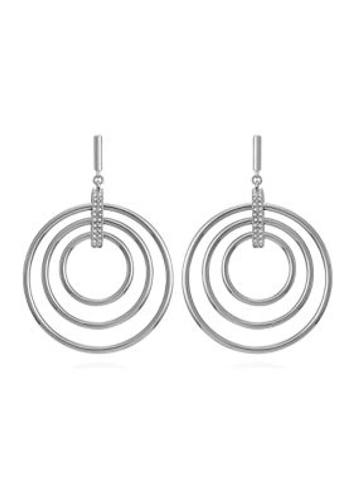 Silver-Tone and Crystal Front-Facing Hoops