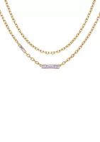 14K Gold Double Layer Baguette Necklace