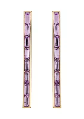 14K Gold & Violet Linear Baguette Earrings