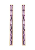 14K Gold & Violet Linear Baguette Earrings