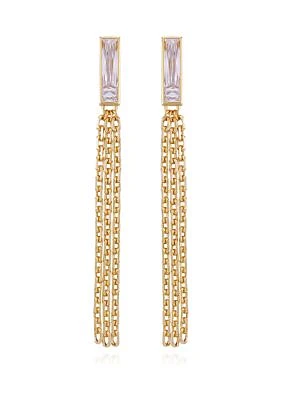 14K Gold & Crystal Tassel Earrings