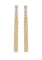 14K Gold & Crystal Tassel Earrings