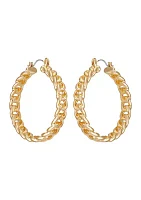 14K Gold Frozen Chain Hoop Earring