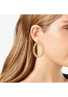 14K Gold Frozen Chain Hoop Earring