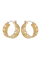 14K Gold Frozen Chain Hoop Earrings