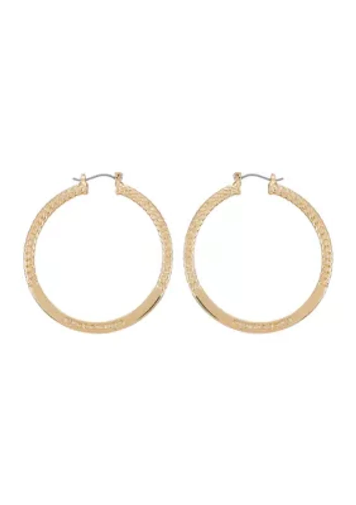 14K Gold Frozen Chain Hoop Earrings