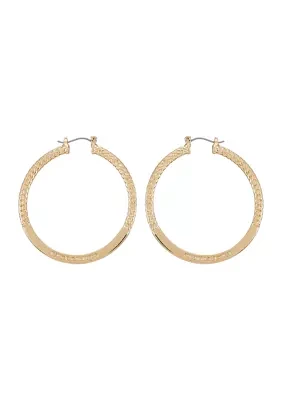 14K Gold Frozen Chain Hoop Earrings