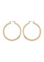 14K Gold Frozen Chain Hoop Earrings