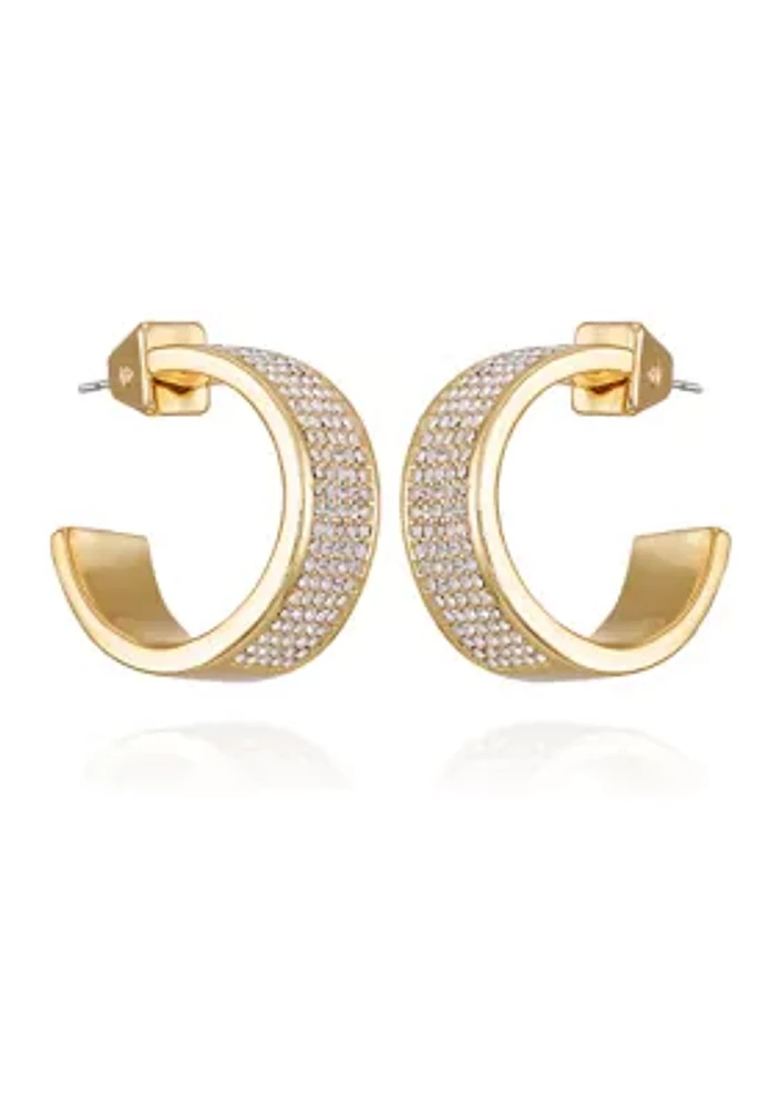 Gold Plated Crystal C Hoop Earrings