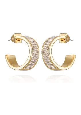 Gold Plated Crystal C Hoop Earrings