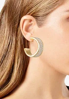 Gold Plated Crystal C Hoop Earrings