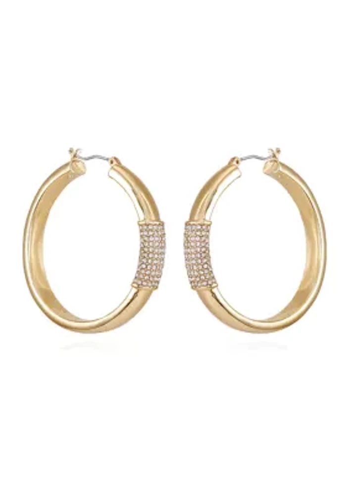 Gold Plated Crystal Hoop Earrings