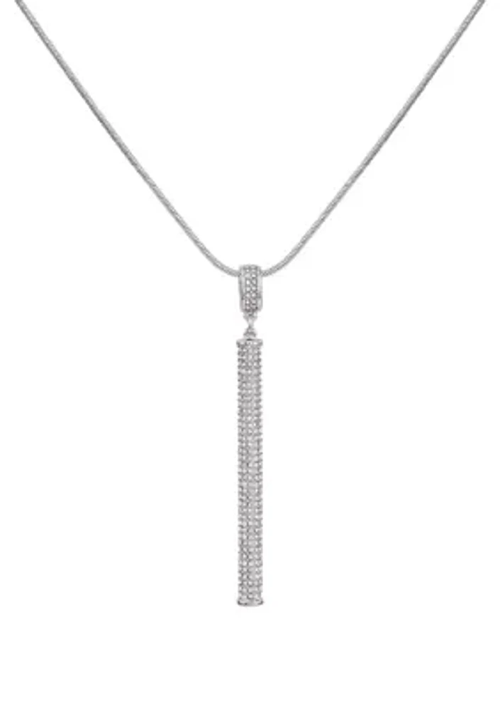 Silver Tone Crystal Pendant Necklace