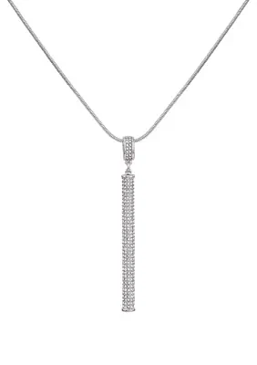 Silver Tone Crystal Pendant Necklace