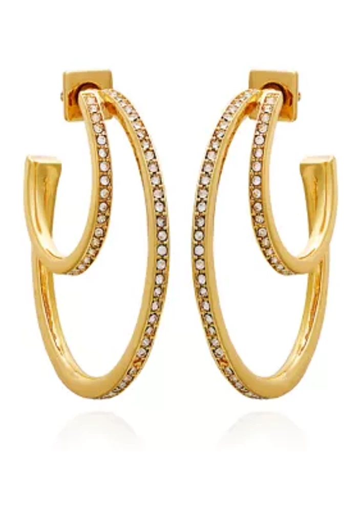 Gold Plated Crystal C Hoop Earrings