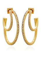 Gold Plated Crystal C Hoop Earrings