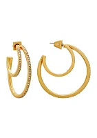 Gold Plated Crystal C Hoop Earrings