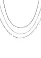 Silver Tone Layered Necklace Set