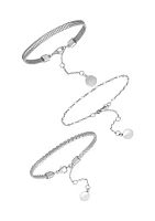 Silver Chain Bracelet Set