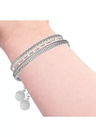 Silver Chain Bracelet Set