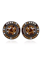 Hematite Tone Pavé Button Earrings