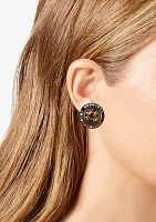 Hematite Tone Pavé Button Earrings