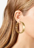 Gold Tone Inner Pavé Hoop Earrings