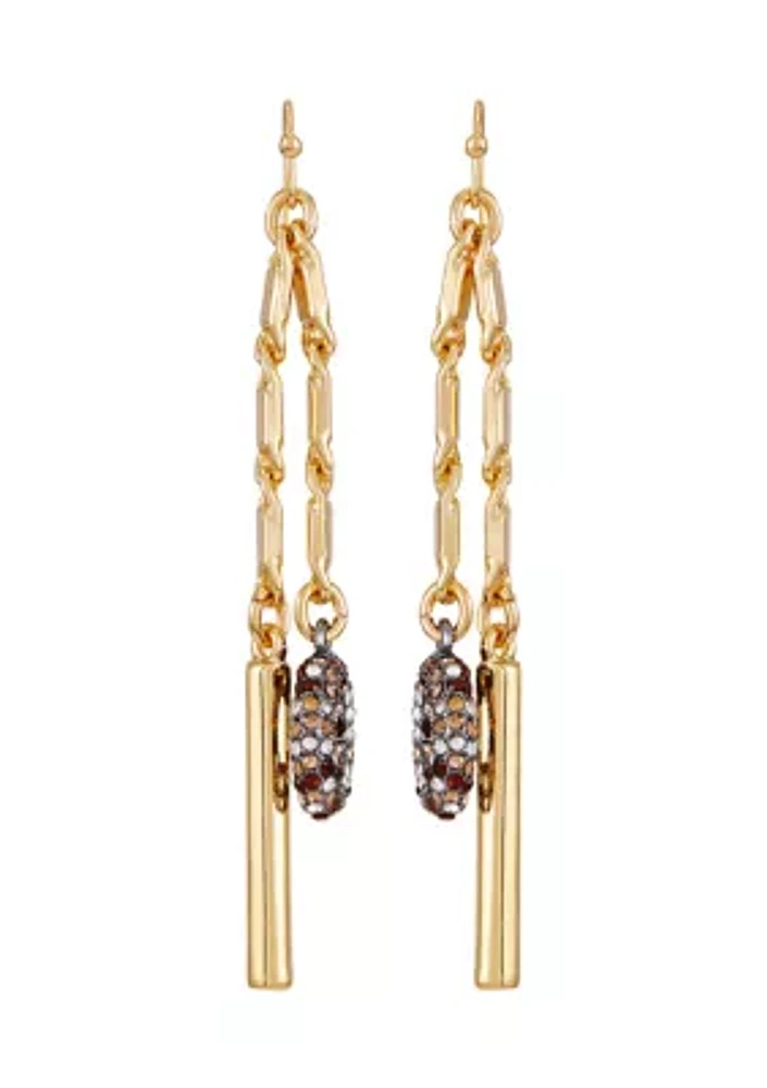 Two-Tone Linear Chain Earrings