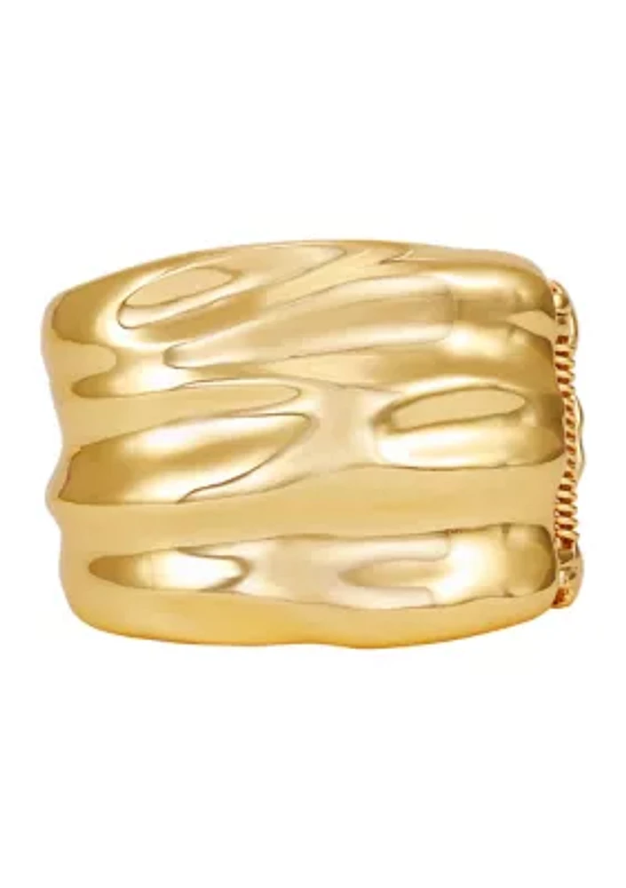 Gold-Tone Ripple Cuff Bracelet