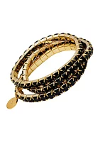 Gold Plated Black Cubic Zirconia Stretch Bracelet Set