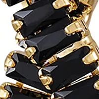 Gold Plated Black Drop Clip Earrings