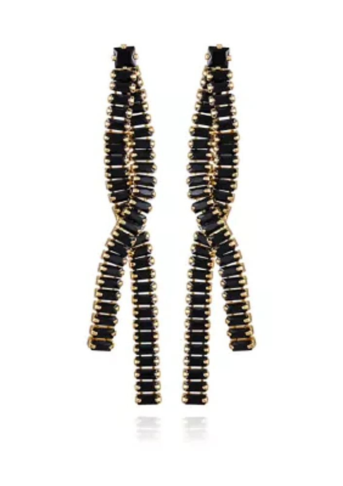 Gold Plated Black Drop Clip Earrings