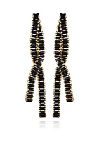 Gold Plated Black Drop Clip Earrings