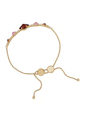 Gold Tone Pink Slider Bracelet