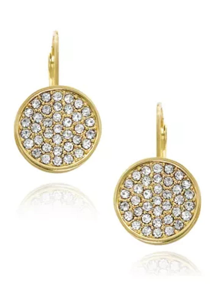 Gold Crystal Lever Earrings