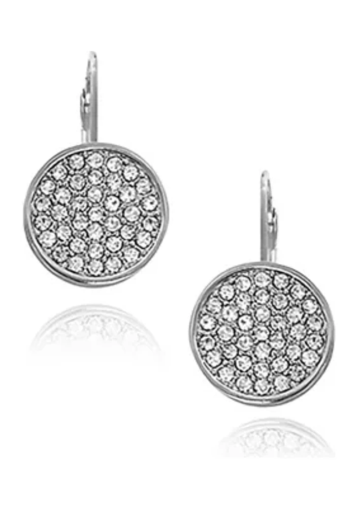   Silver-Tone Crystal Circle Earrings 