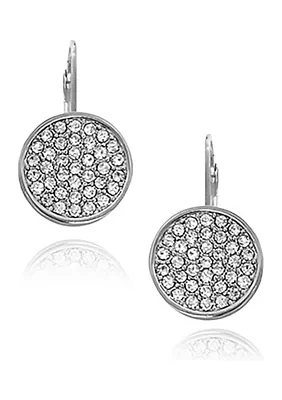   Silver-Tone Crystal Circle Earrings 