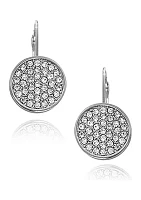   Silver-Tone Crystal Circle Earrings 