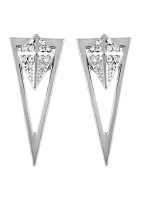 Silver-Tone Crystal "V" Earrings