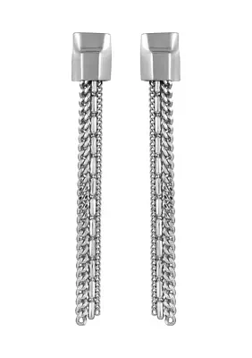 Siver-Tone Linear Tassel Earrings