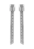 Siver-Tone Linear Tassel Earrings