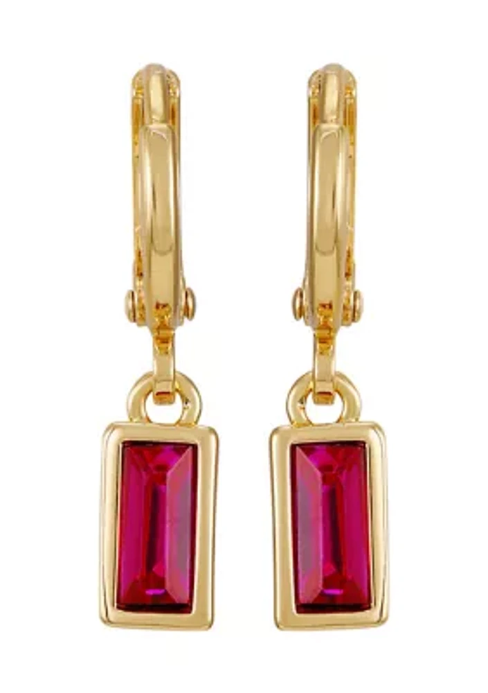 Gold Tone Pink Huggie Drop Earrings