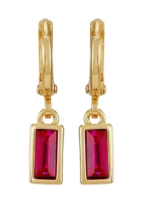 Gold Tone Pink Huggie Drop Earrings