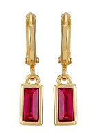 Gold Tone Pink Huggie Drop Earrings