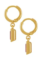 Gold Tone Pink Huggie Drop Earrings